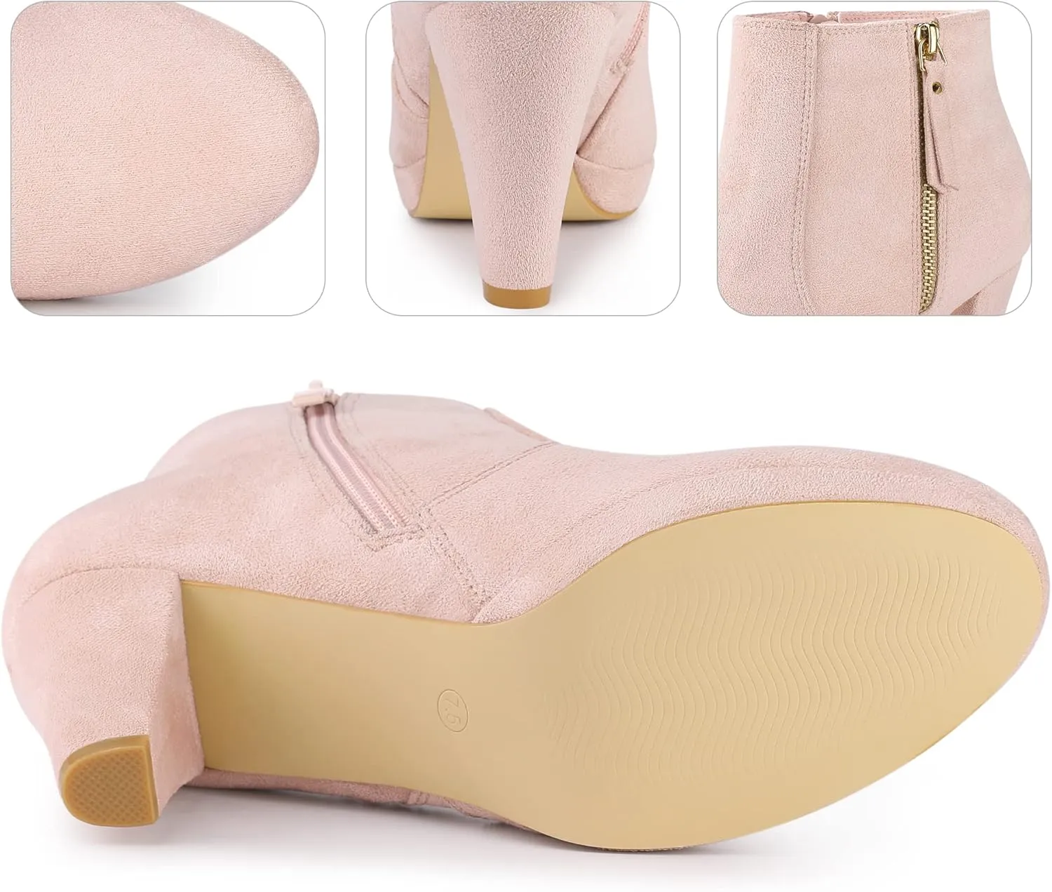 Perphy Platform Round Toe Chunky Heels Ankle Boots for Women