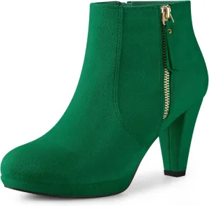 Perphy Platform Round Toe Chunky Heels Ankle Boots for Women