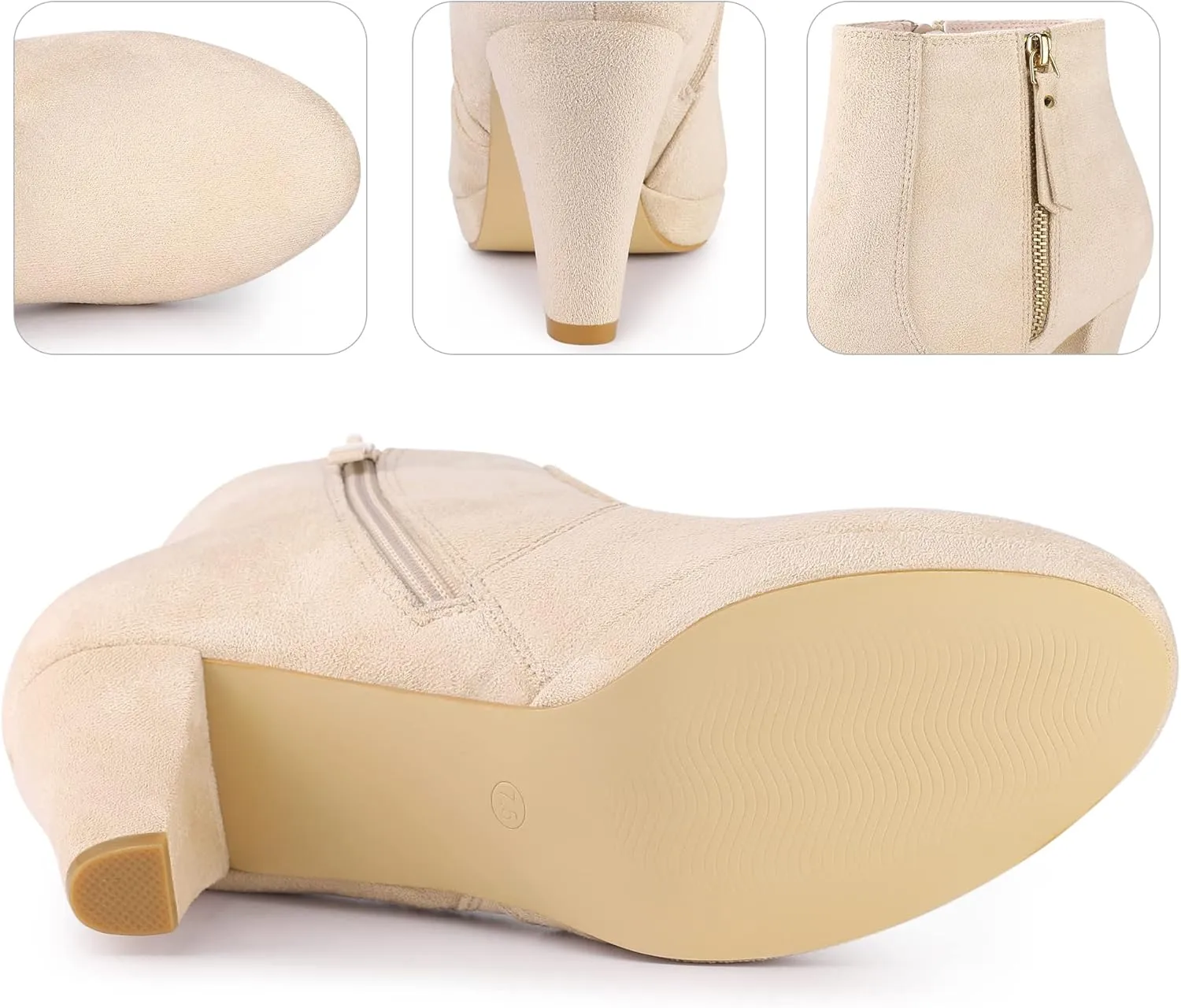 Perphy Platform Round Toe Chunky Heels Ankle Boots for Women