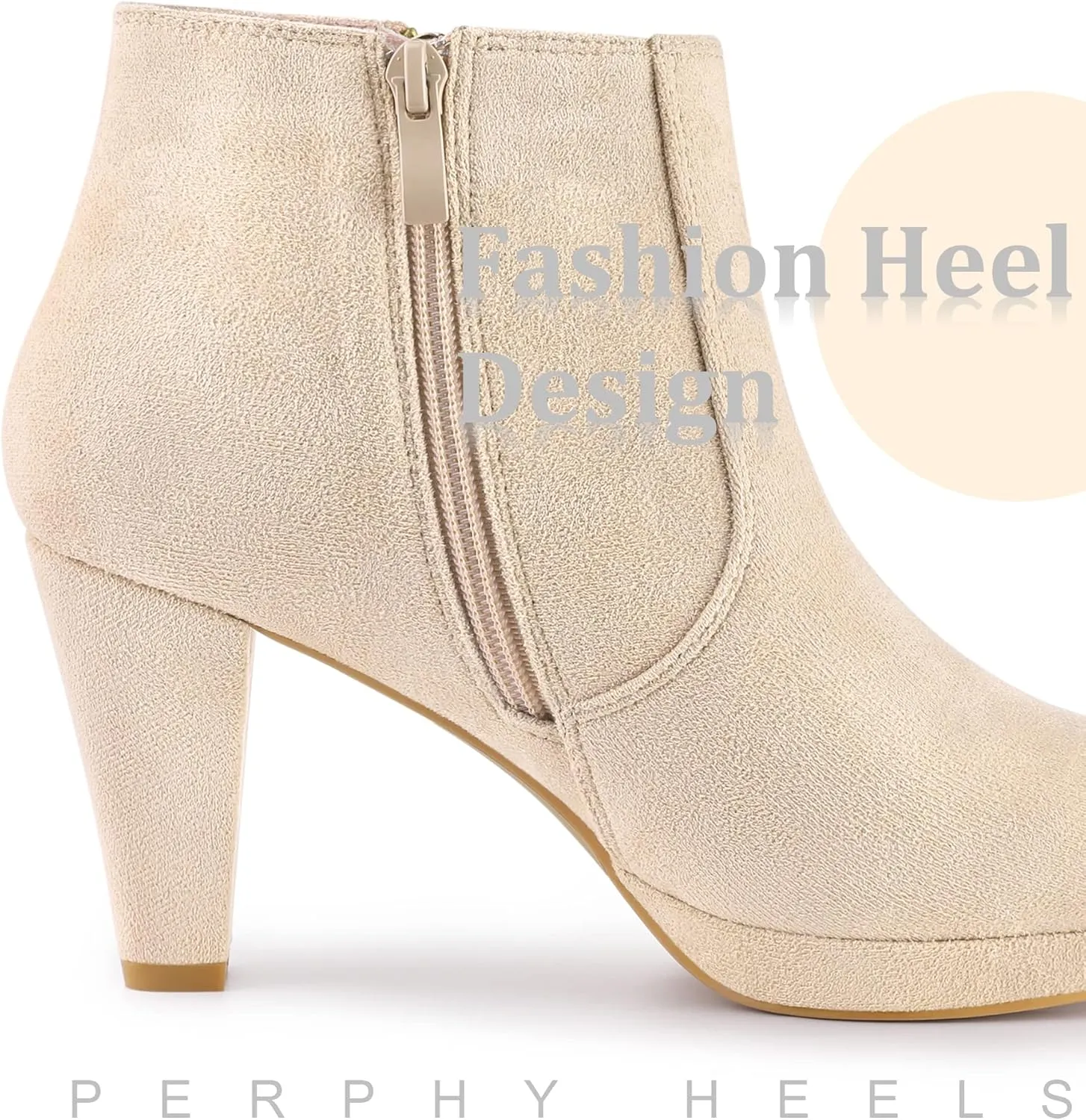 Perphy Platform Round Toe Chunky Heels Ankle Boots for Women