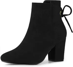 Perphy Round Toe Lace Up Chunky High Heels Ankle Boots for Women
