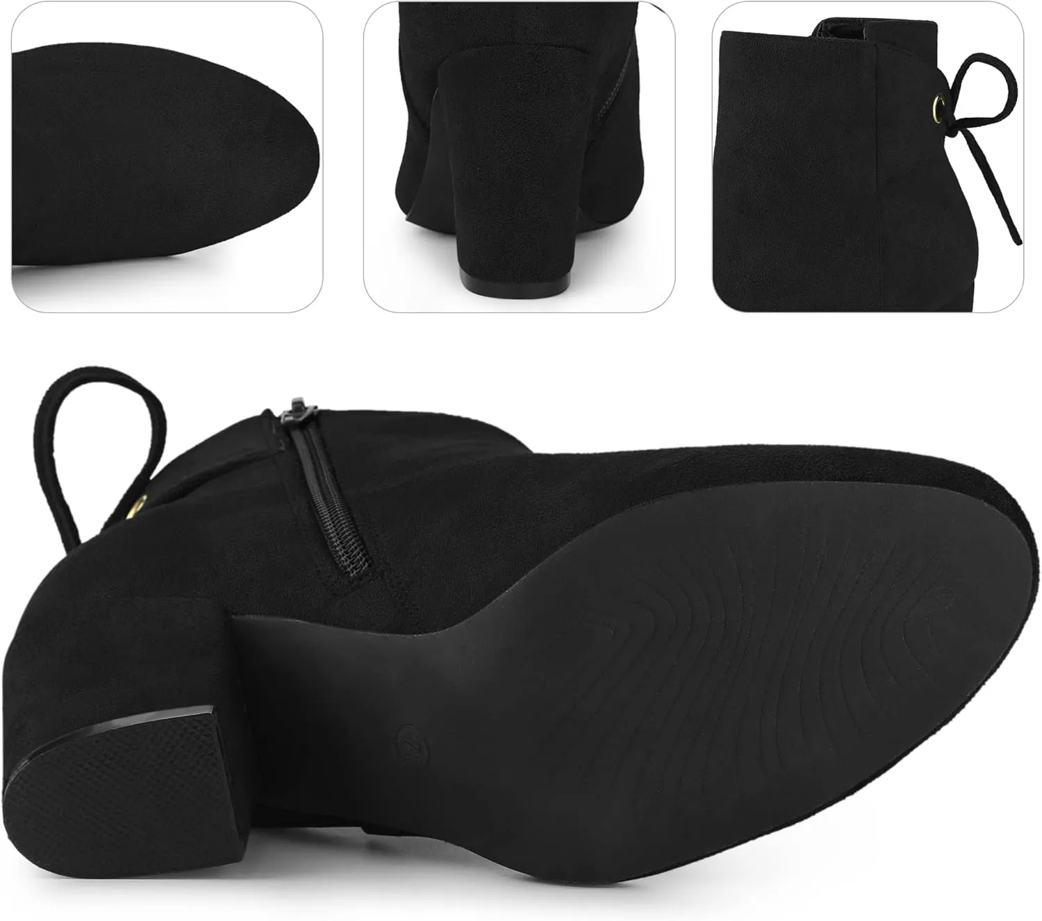 Perphy Round Toe Lace Up Chunky High Heels Ankle Boots for Women