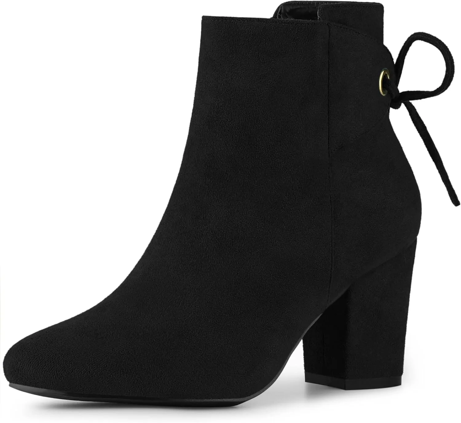 Perphy Round Toe Lace Up Chunky High Heels Ankle Boots for Women