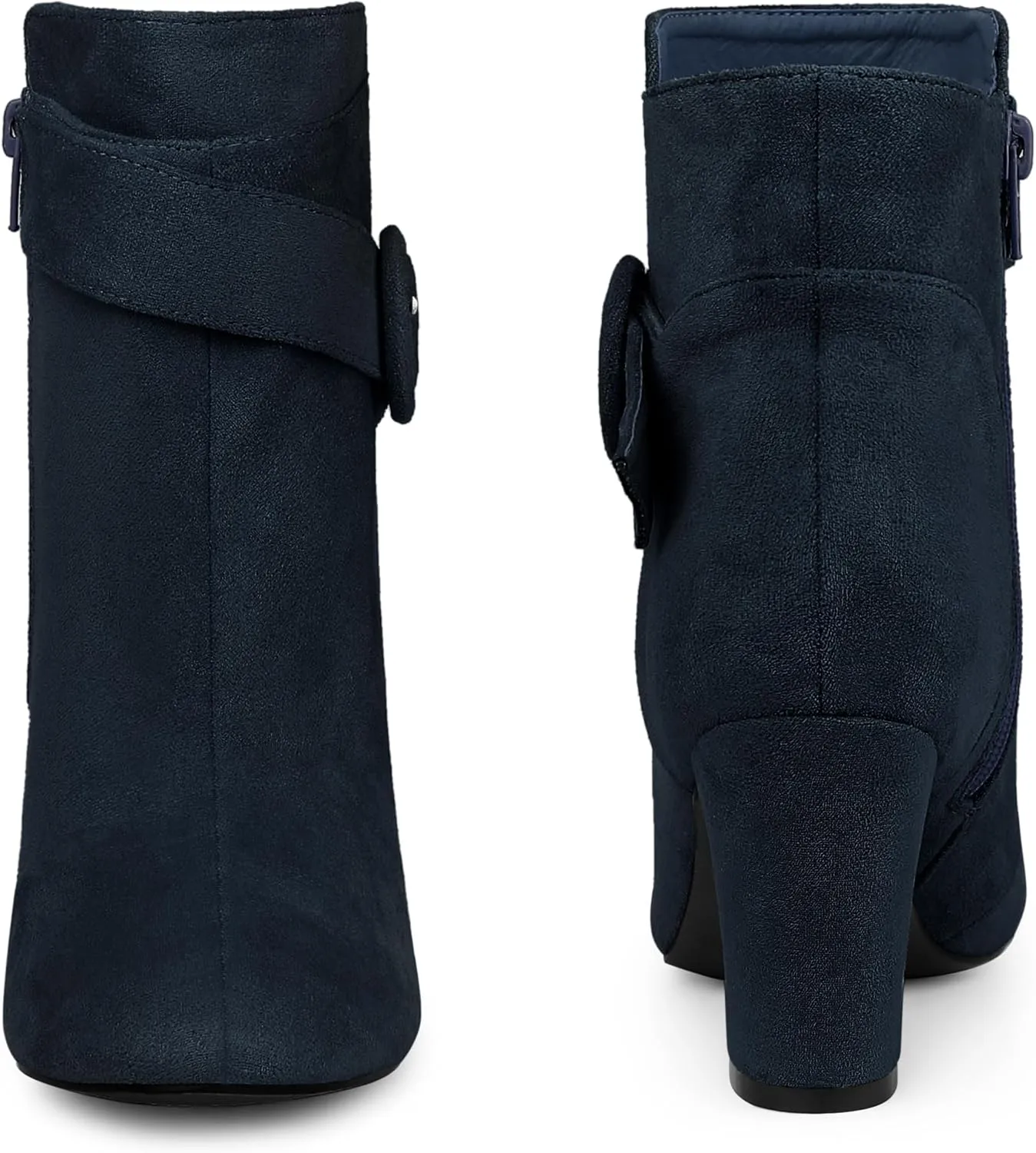 Perphy Round Toe Side Zip Buckle Chunky Heel Ankle Boots For Women