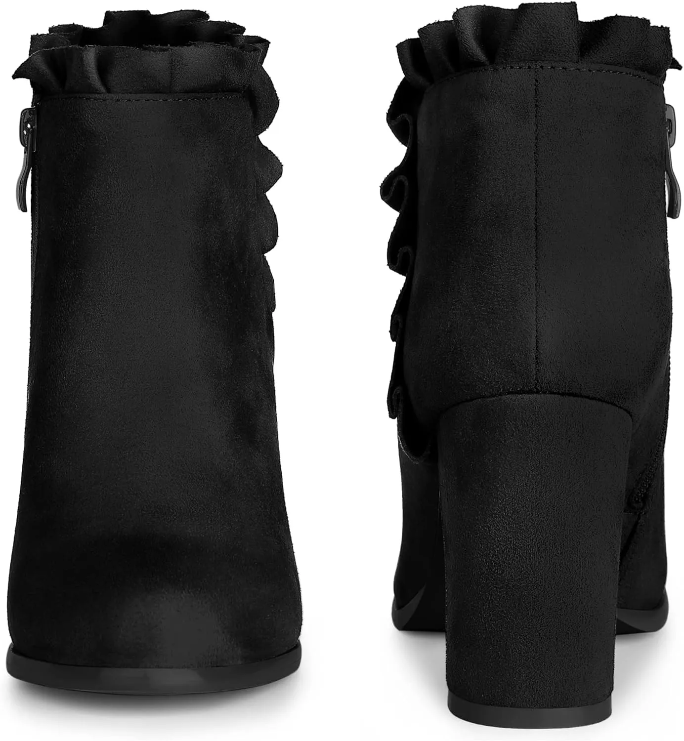 Perphy Ruffle Chunky Heel Booties Ankle Boots for Women