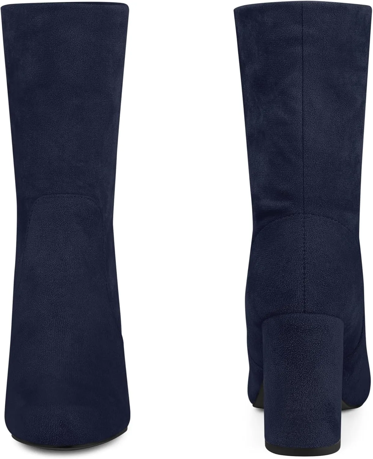 Perphy Stretch Foldable Sock Boot Round Toe Block Heel Ankle Boots for Women