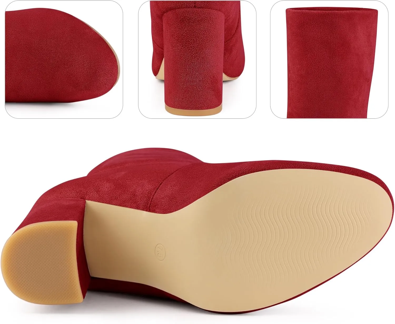Perphy Stretch Foldable Sock Boot Round Toe Block Heel Ankle Boots for Women
