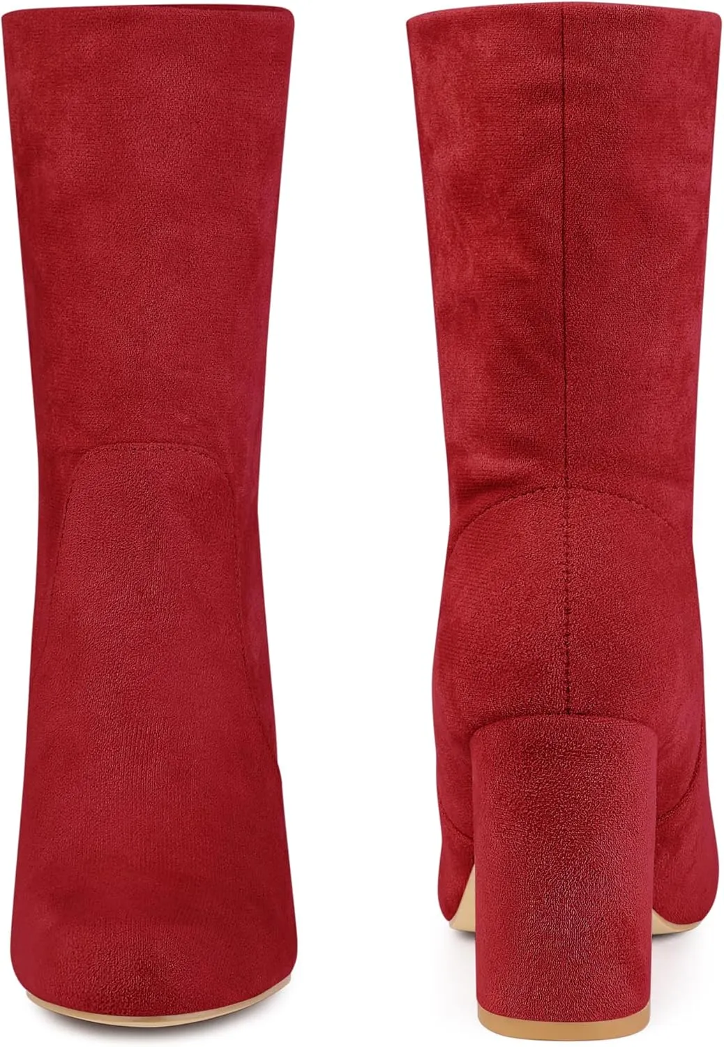 Perphy Stretch Foldable Sock Boot Round Toe Block Heel Ankle Boots for Women