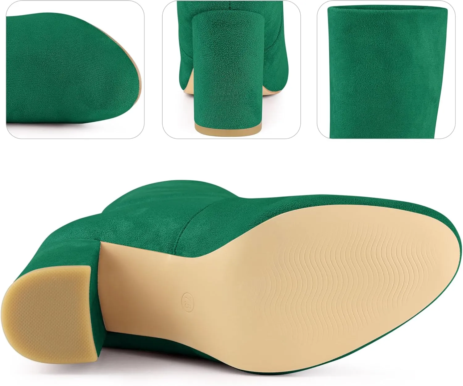 Perphy Stretch Foldable Sock Boot Round Toe Block Heel Ankle Boots for Women