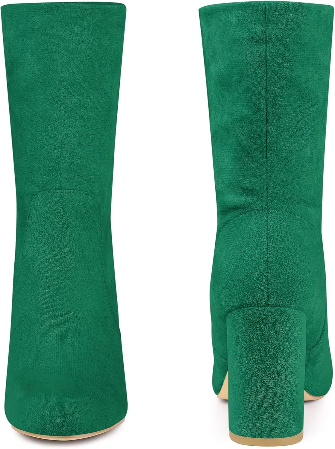 Perphy Stretch Foldable Sock Boot Round Toe Block Heel Ankle Boots for Women