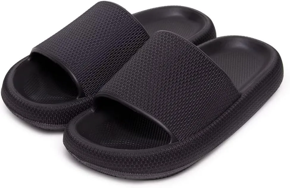 Pillow Slippers for Girls Boys, Kids House Slides Sandals Shower Bathroom Non-Slip Open Toe Quick Drying Soft Comfy Thick Sole Cushion Platform Shoes