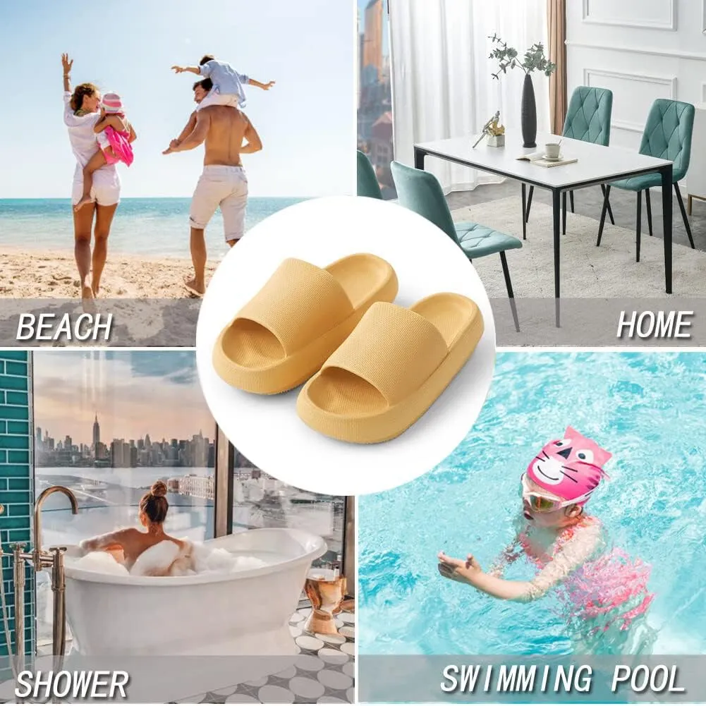 Pillow Slippers for Girls Boys, Kids House Slides Sandals Shower Bathroom Non-Slip Open Toe Quick Drying Soft Comfy Thick Sole Cushion Platform Shoes