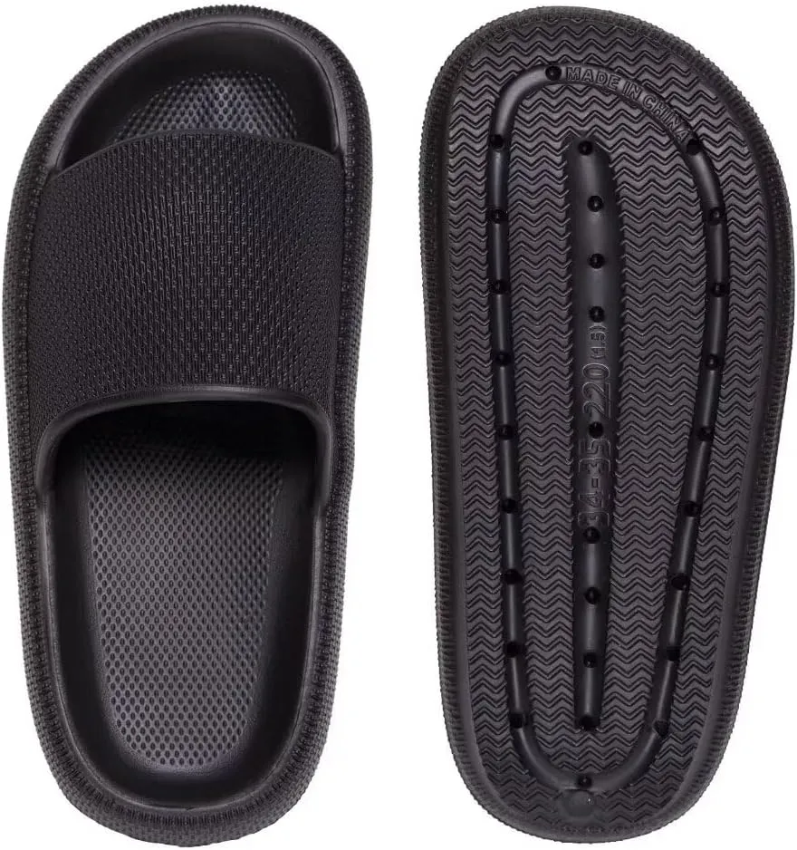 Pillow Slippers for Girls Boys, Kids House Slides Sandals Shower Bathroom Non-Slip Open Toe Quick Drying Soft Comfy Thick Sole Cushion Platform Shoes