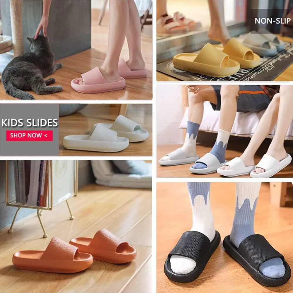 Pillow Slippers for Girls Boys, Kids House Slides Sandals Shower Bathroom Non-Slip Open Toe Quick Drying Soft Comfy Thick Sole Cushion Platform Shoes