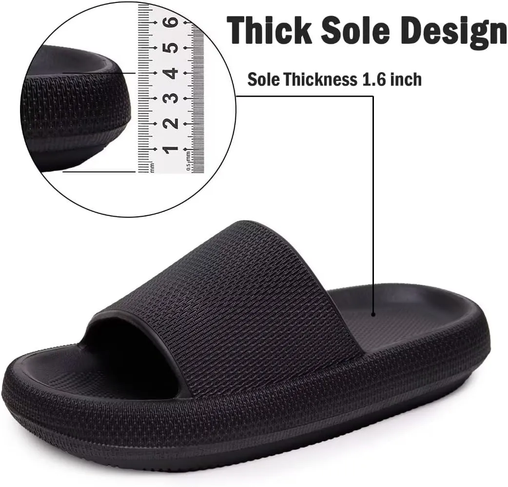 Pillow Slippers for Girls Boys, Kids House Slides Sandals Shower Bathroom Non-Slip Open Toe Quick Drying Soft Comfy Thick Sole Cushion Platform Shoes