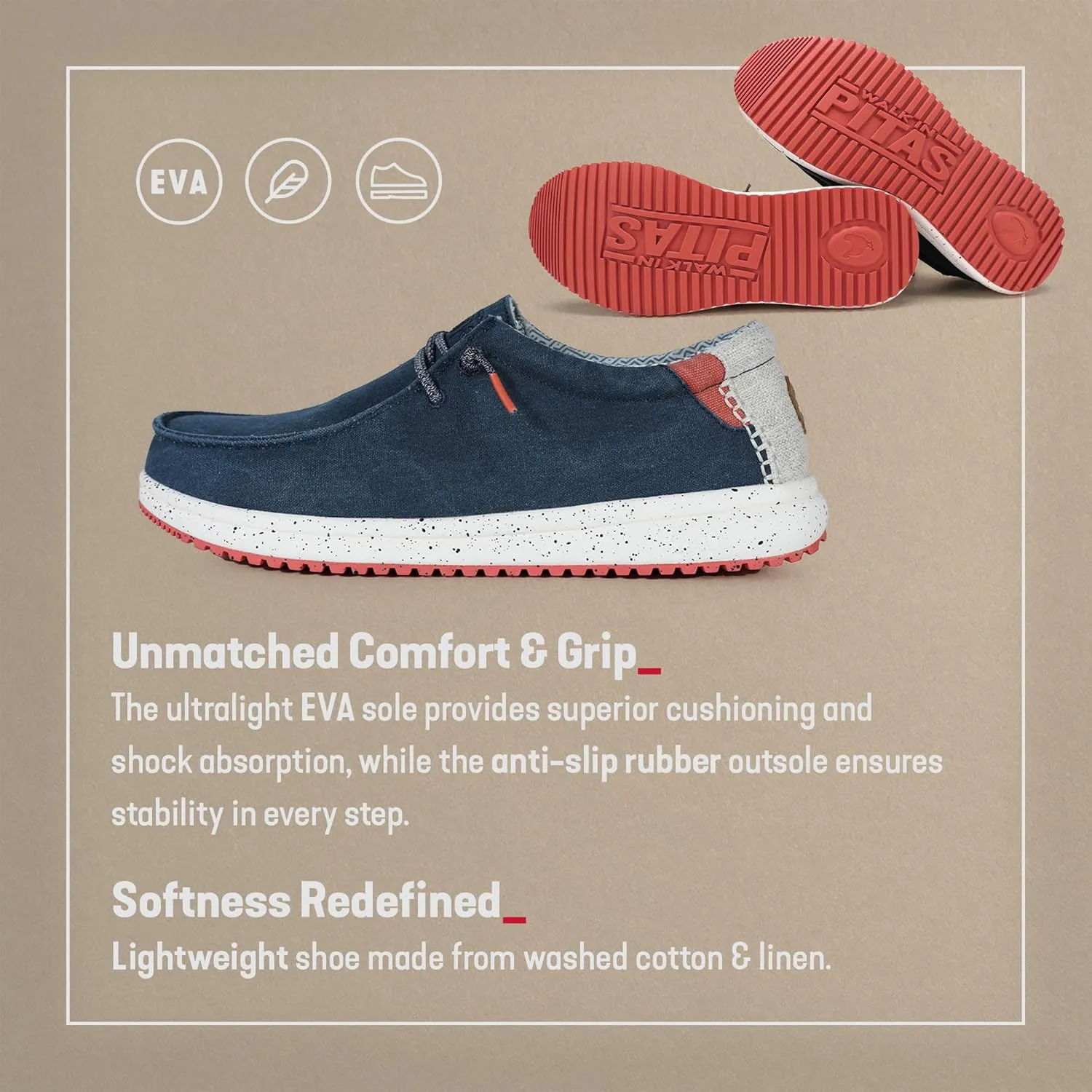 PITAS Nías Men’s Casual Slip-On Shoes | Boat Loafers for Men | Comfortable & Ultralight Shoes for Daily Wear | Navy