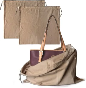 PlasMaller Dust Cover Storage Bags Purified 100% Cotton with Drawstring Pouch For Handbags Purses Pocketbooks Shoes Boots Set of 2 (16.5 x 13 in)