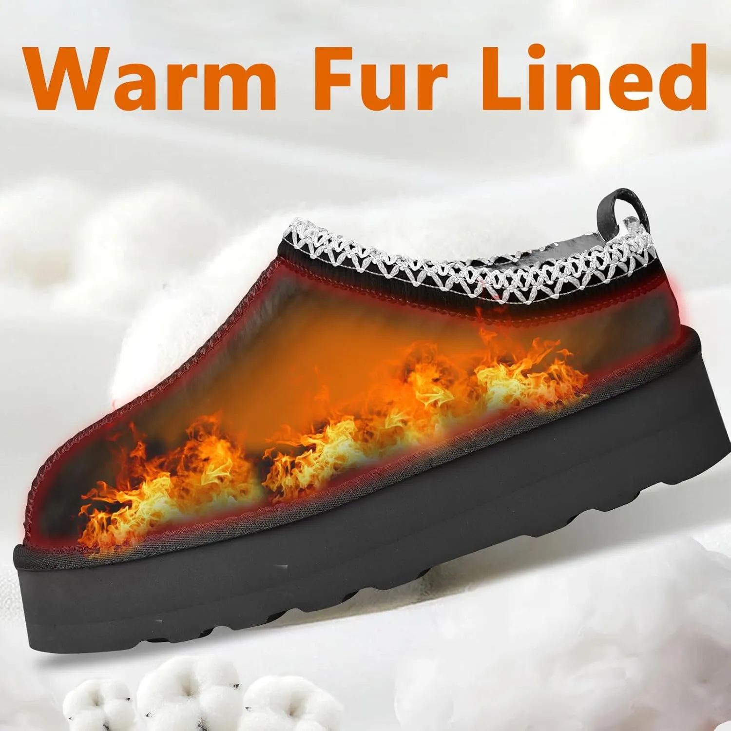 Platform Slippers for Women - Fleece Lined, Anti-Slip Snow Boots