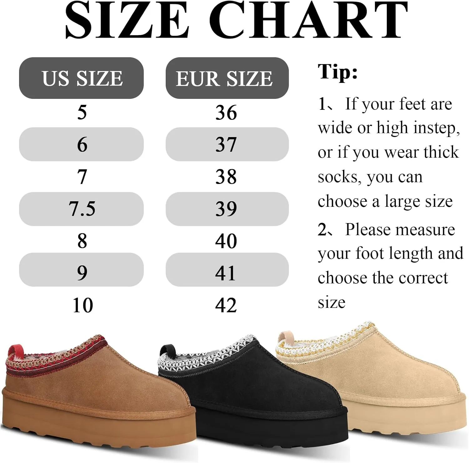 Platform Slippers for Women - Fleece Lined, Anti-Slip Snow Boots