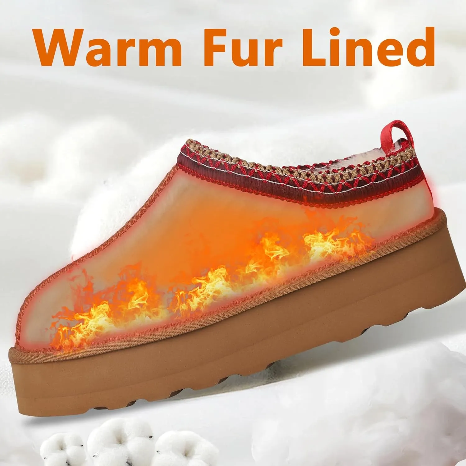 Platform Slippers for Women - Fleece Lined, Anti-Slip Snow Boots