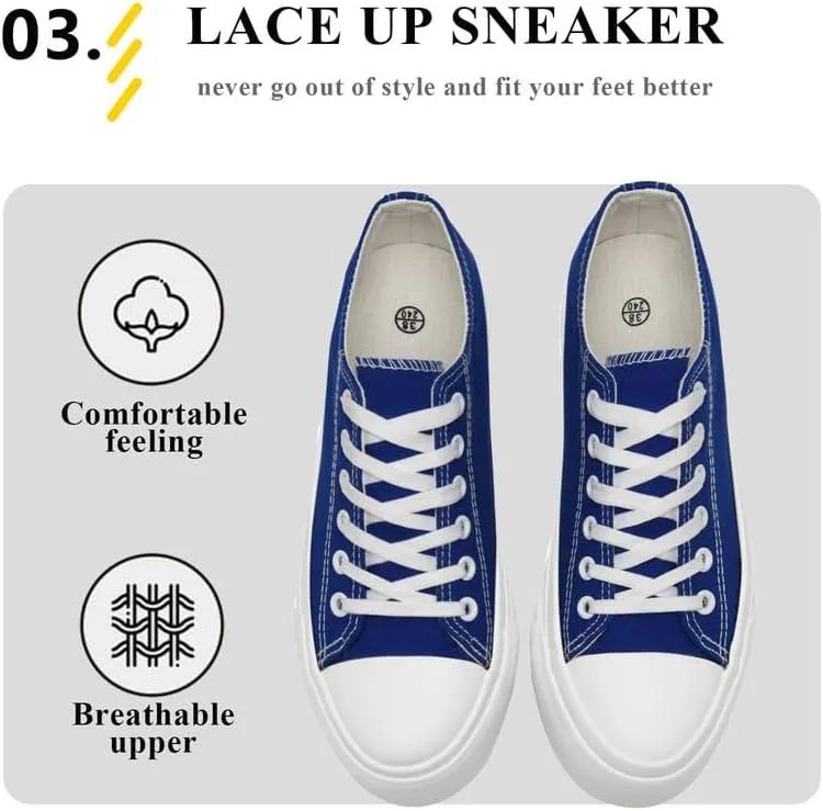 Platform Sneakers for Women Men Low Top Canvas Shoes for Women Classic Lace Up Canvas Platform Shoes Casual Tennis Walking Sneakers