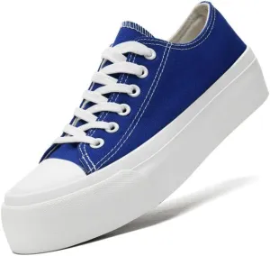 Platform Sneakers for Women Men Low Top Canvas Shoes for Women Classic Lace Up Canvas Platform Shoes Casual Tennis Walking Sneakers