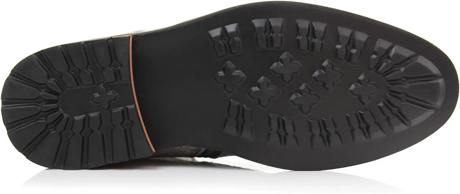 Polar Fox Brooke MPX806061 Grey Woolen and Leather Lace-up Fashion Chukka Boots with Zipper Closure