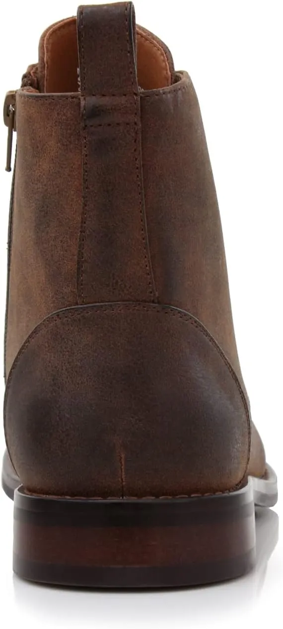 Polar Fox Brooke MPX806061 Grey Woolen and Leather Lace-up Fashion Chukka Boots with Zipper Closure