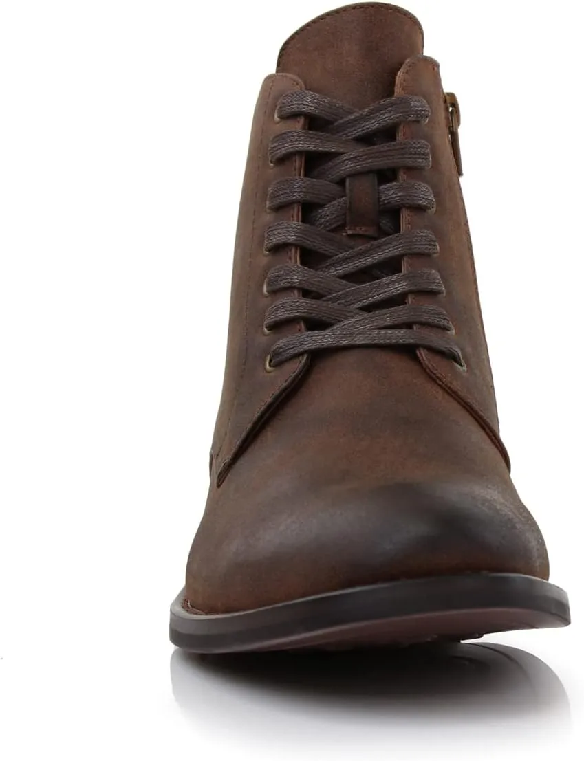 Polar Fox Brooke MPX806061 Grey Woolen and Leather Lace-up Fashion Chukka Boots with Zipper Closure
