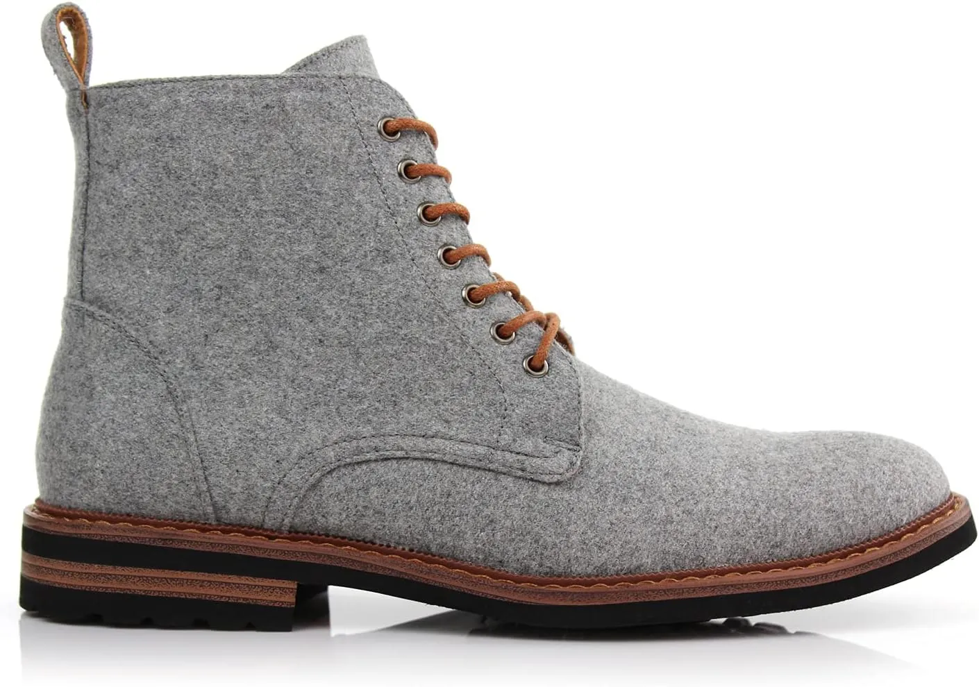 Polar Fox Brooke MPX806061 Grey Woolen and Leather Lace-up Fashion Chukka Boots with Zipper Closure