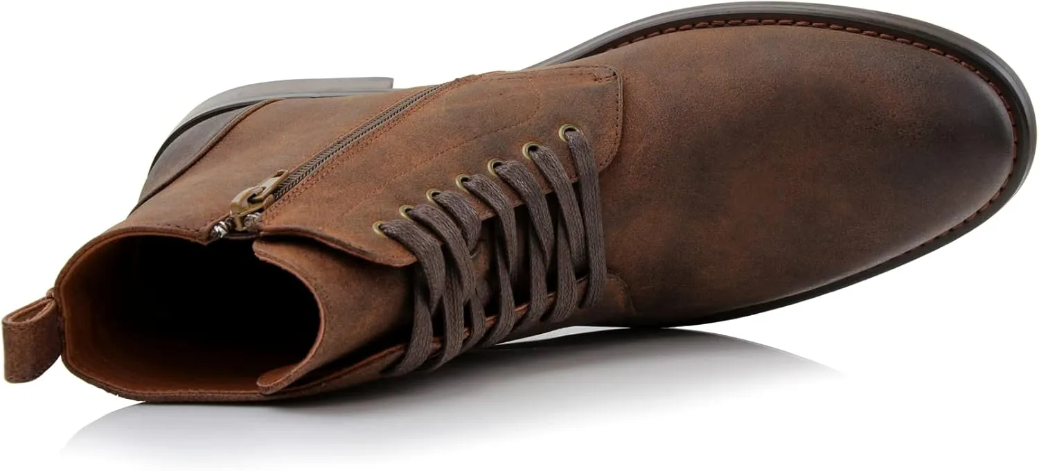 Polar Fox Brooke MPX806061 Grey Woolen and Leather Lace-up Fashion Chukka Boots with Zipper Closure