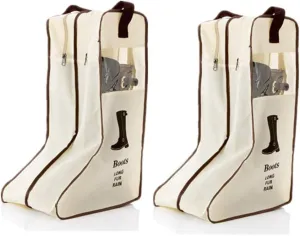 Portable 2 Pack Boots Storage,Tall Boots Storage/Protector Bag, Boots Cover (Beige)