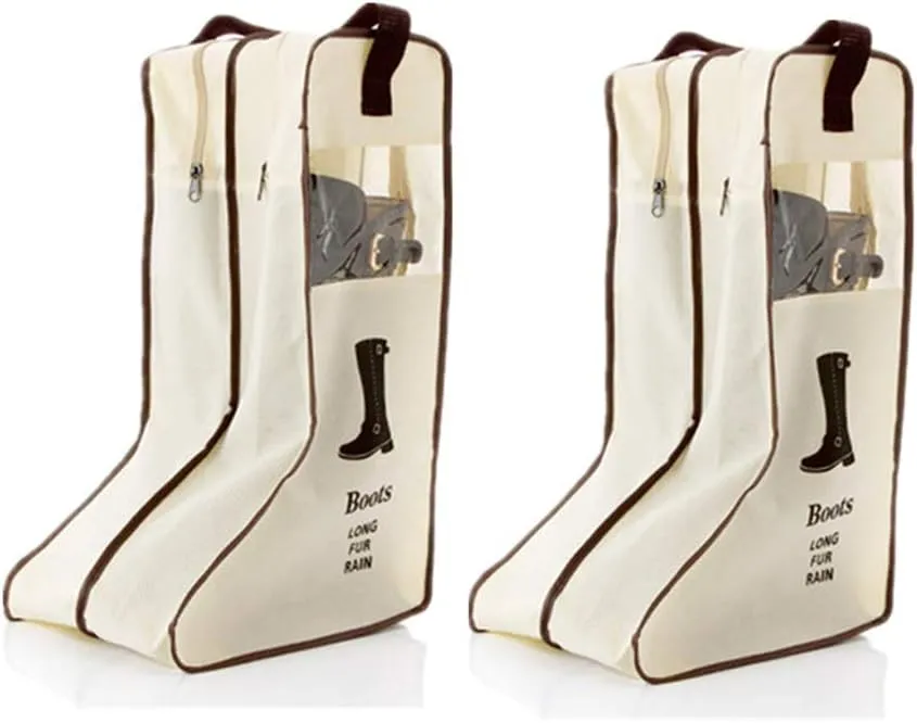 Portable 2 Pack Boots Storage,Tall Boots Storage/Protector Bag, Boots Cover (Beige)