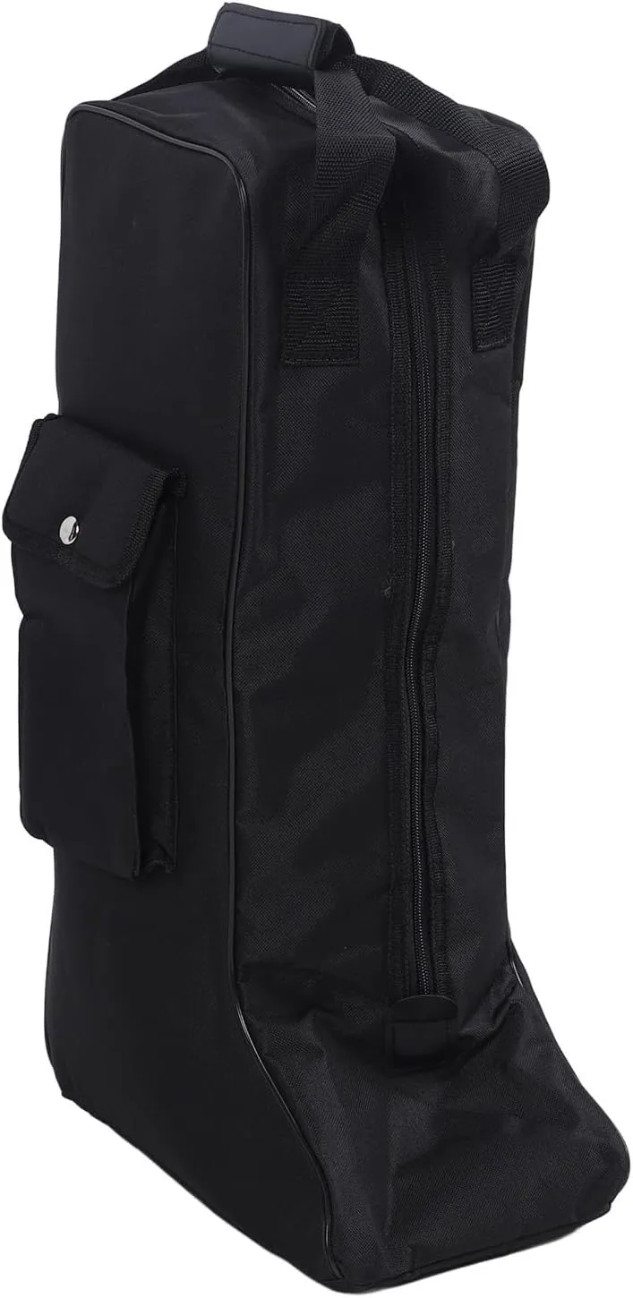 Portable Boots Storage Bag,Boot Bag with Handle, Oxford Cloth and Leather Black Water proofing for Cowboy Boots Snow Boots for Travel and Daily Use