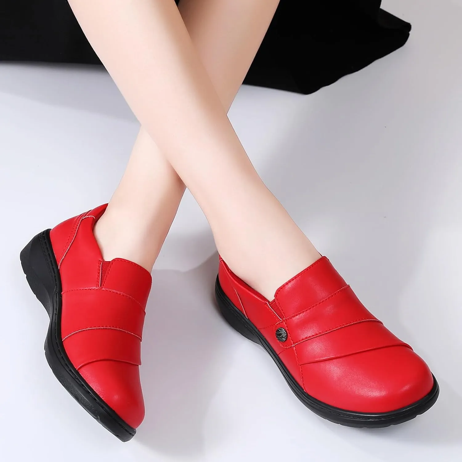 QAE Loafers for Women Orthopedic Shoes Comfortable Slip-Ons Work Flats Womens Business Casual Dress Penny Loafers