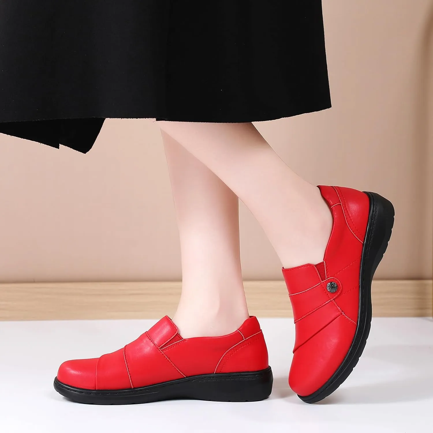 QAE Loafers for Women Orthopedic Shoes Comfortable Slip-Ons Work Flats Womens Business Casual Dress Penny Loafers