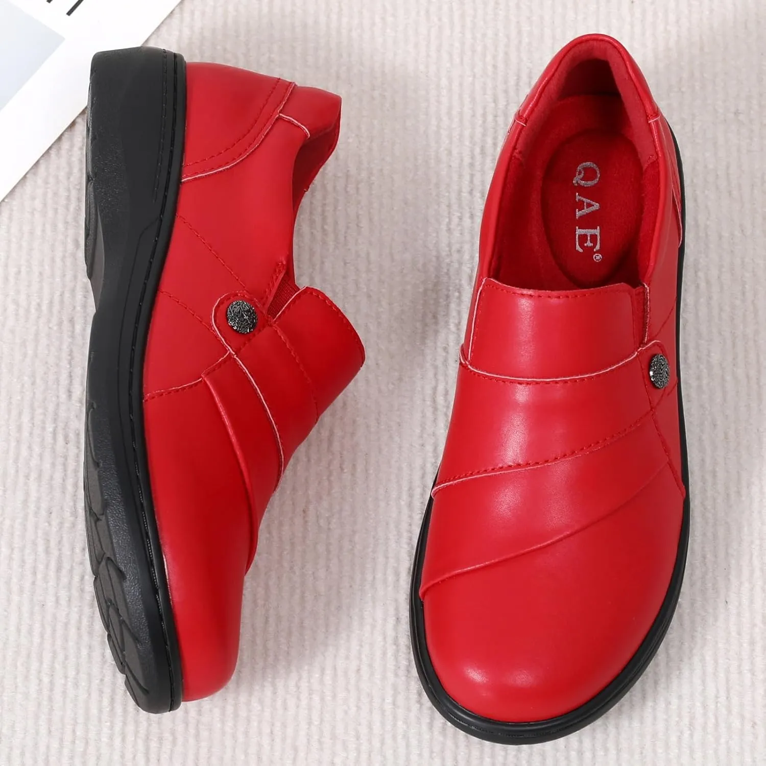 QAE Loafers for Women Orthopedic Shoes Comfortable Slip-Ons Work Flats Womens Business Casual Dress Penny Loafers