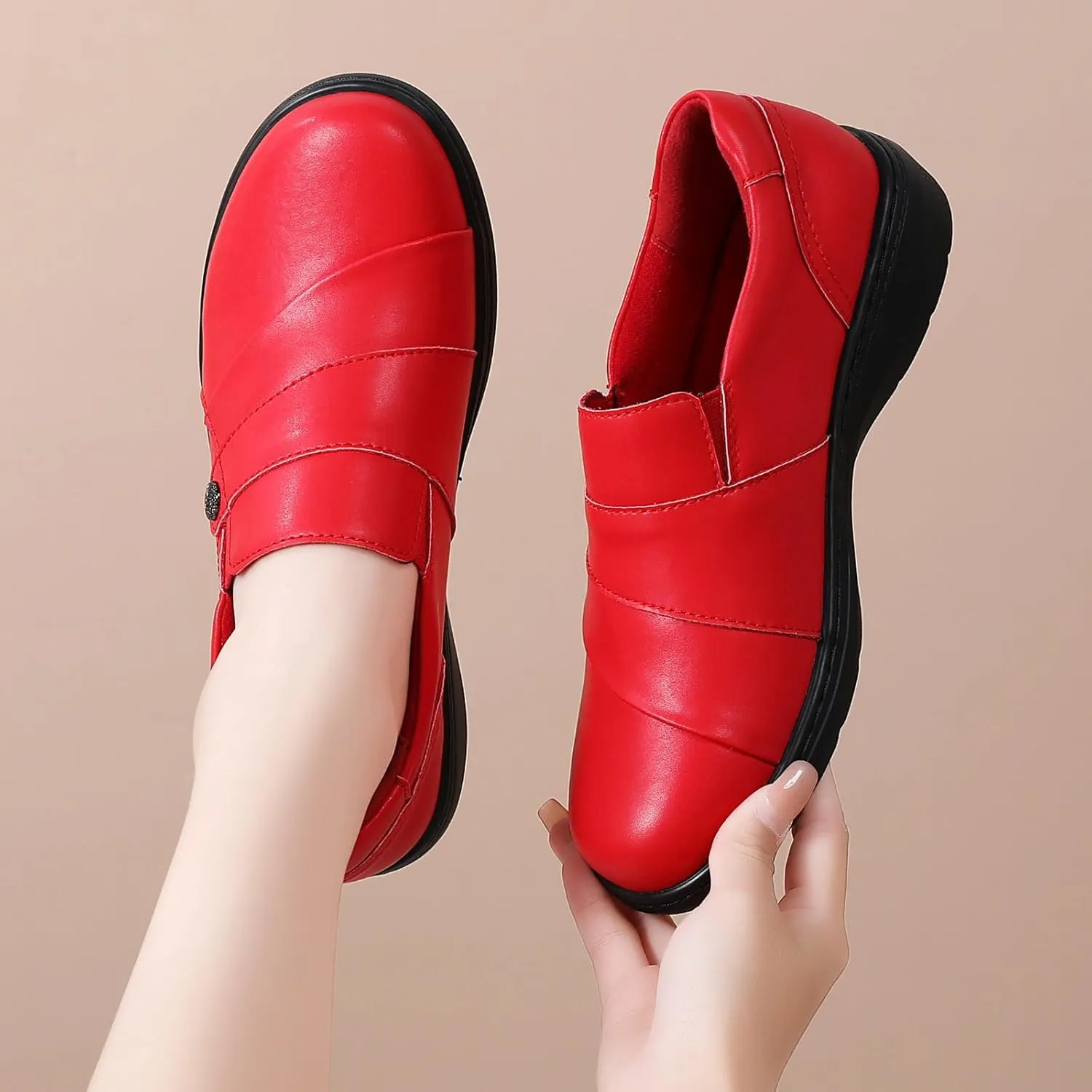 QAE Loafers for Women Orthopedic Shoes Comfortable Slip-Ons Work Flats Womens Business Casual Dress Penny Loafers
