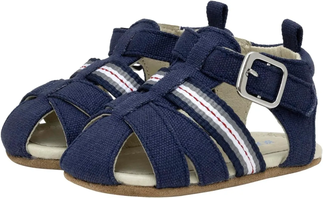 Robeez Baby Boys and Unisex First Kicks Slip Resistant Sandals for Infant and Toddler, 0-24 Months