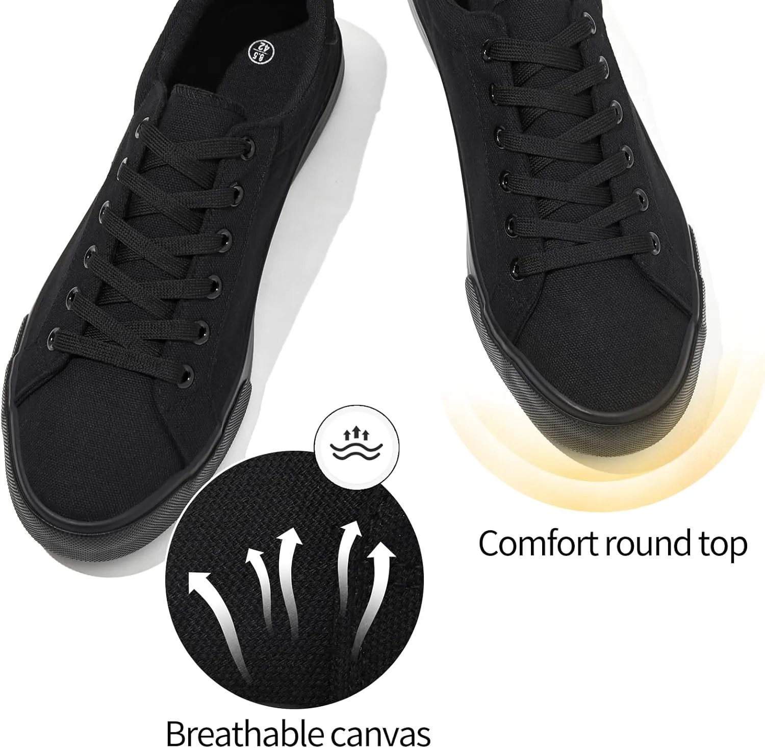 Rominz Mens White Canvas Shoes Fashion Low Top Canvas Sneakers Casual Tennis Shoes Lace-Up Walking Shoes for Men
