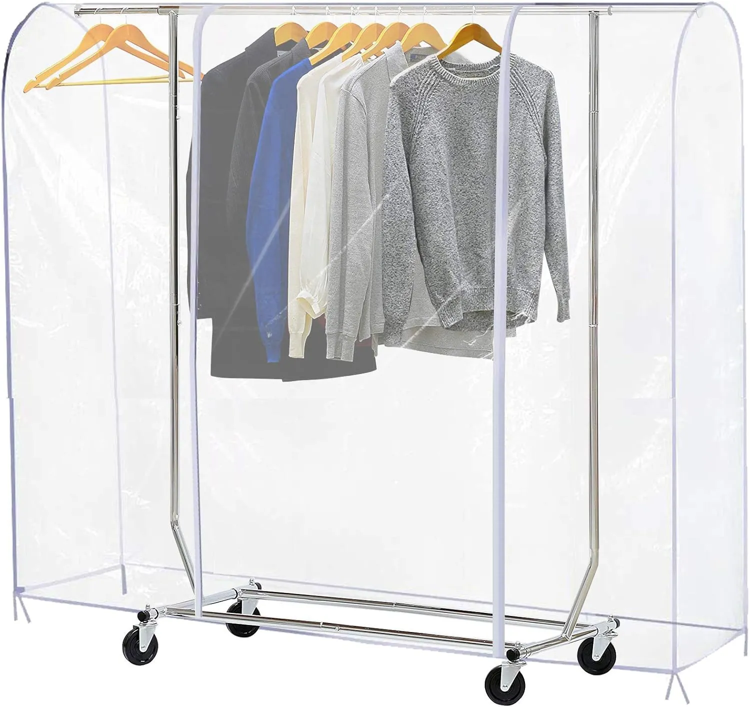 Ruibo Clear Garment Rack Cover for Clothes Rack Cover with 2 Durable Zipper/Clothing Waterproof, Dustproof Protector (M:59x20x60 inch)