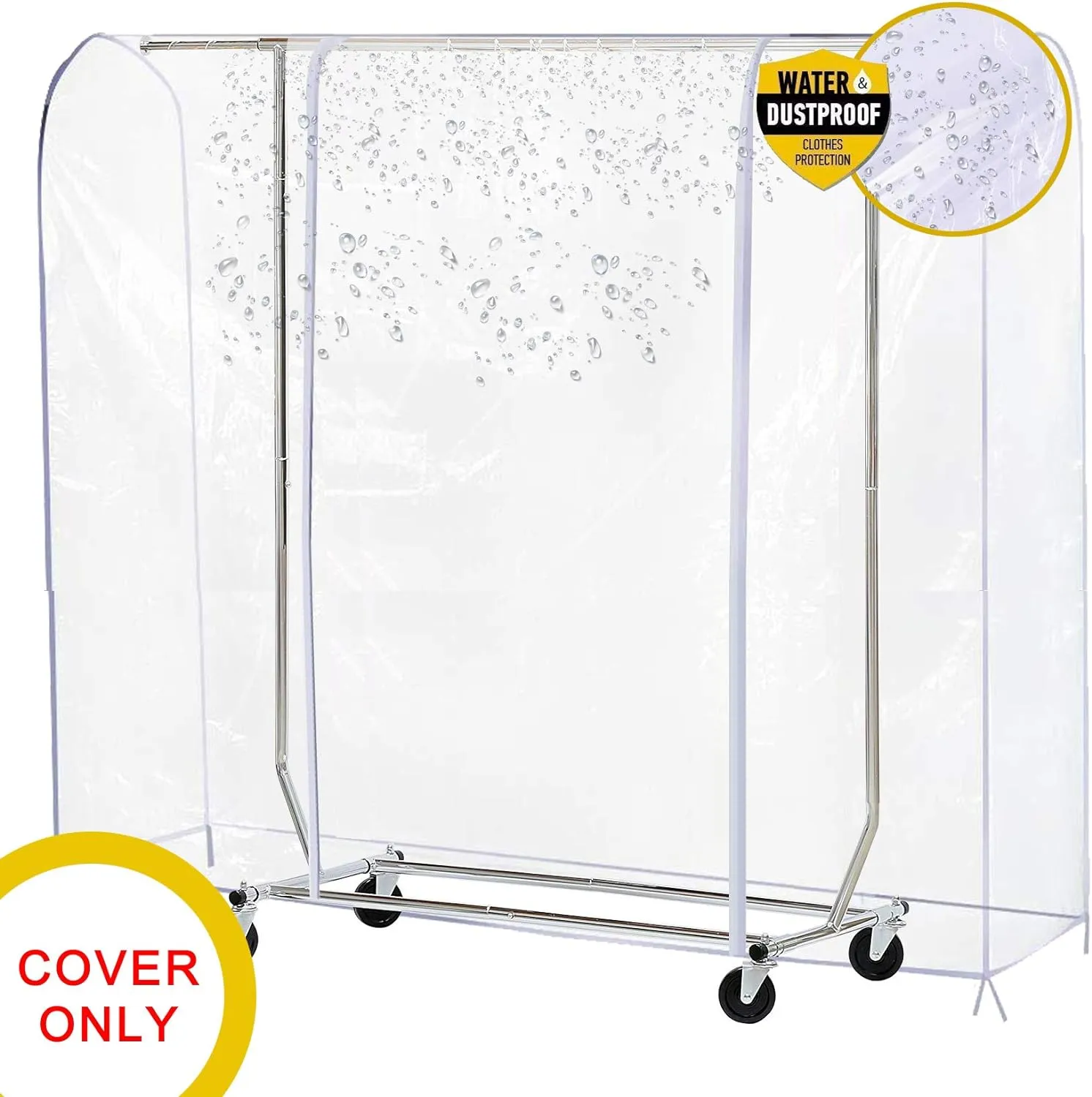 Ruibo Clear Garment Rack Cover for Clothes Rack Cover with 2 Durable Zipper/Clothing Waterproof, Dustproof Protector (M:59x20x60 inch)