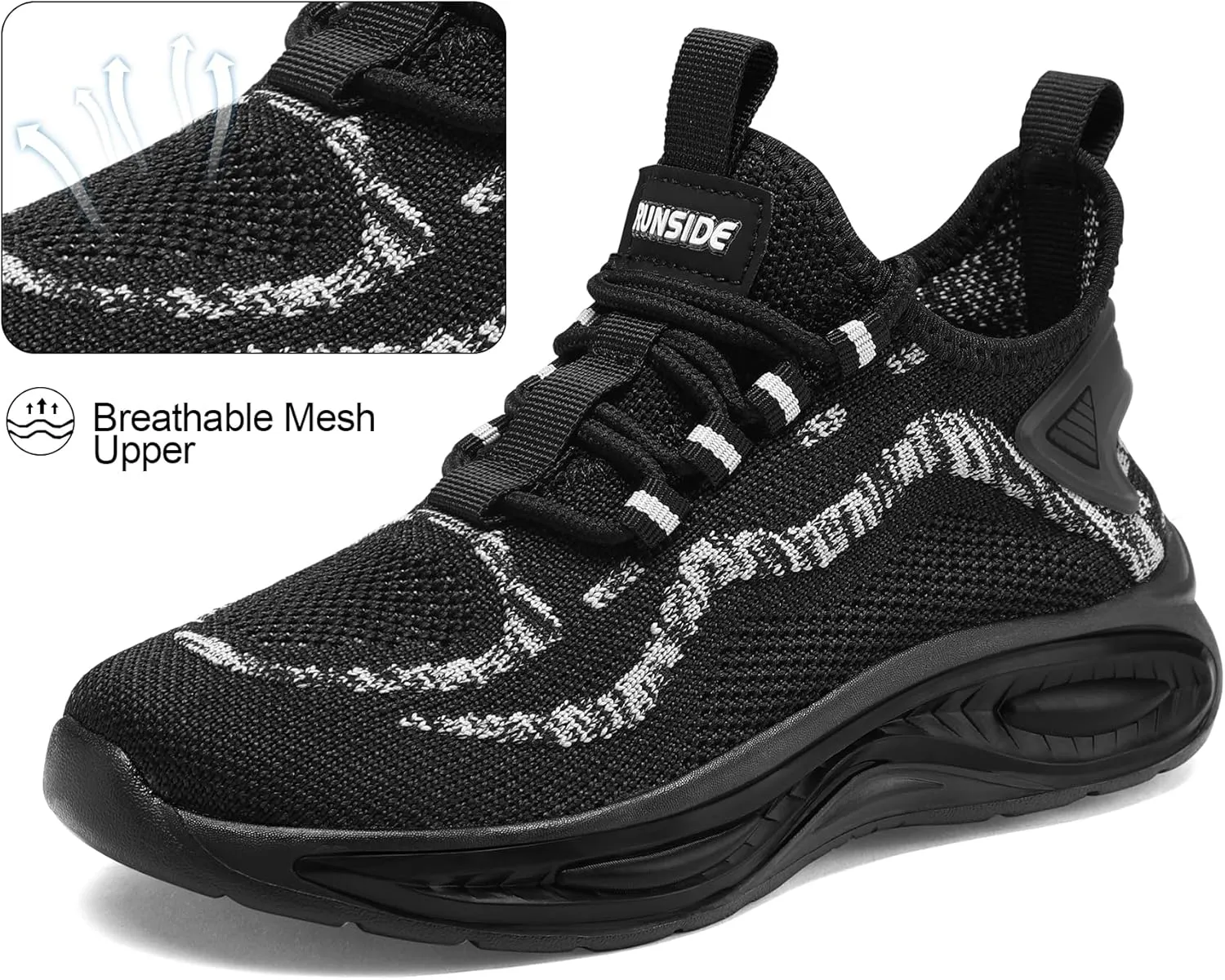 RUNSIDE Boys Girls Sneakers, Lace up Kids Tennis Shoes for Walking/Running Lightweight Breathable Gym Shoes Outdoor, Little Kid/Big Kid