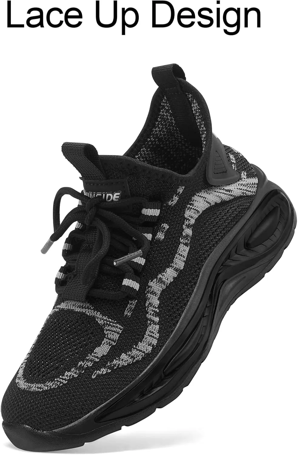 RUNSIDE Boys Girls Sneakers, Lace up Kids Tennis Shoes for Walking/Running Lightweight Breathable Gym Shoes Outdoor, Little Kid/Big Kid