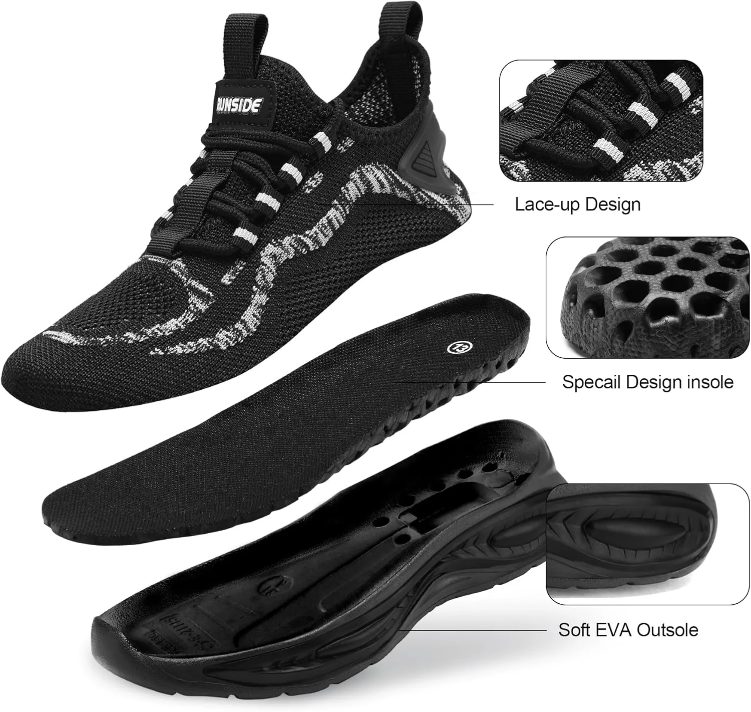 RUNSIDE Boys Girls Sneakers, Lace up Kids Tennis Shoes for Walking/Running Lightweight Breathable Gym Shoes Outdoor, Little Kid/Big Kid