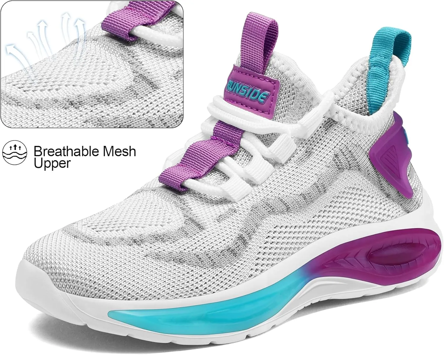 RUNSIDE Boys Girls Sneakers, Lace up Kids Tennis Shoes for Walking/Running Lightweight Breathable Gym Shoes Outdoor, Little Kid/Big Kid