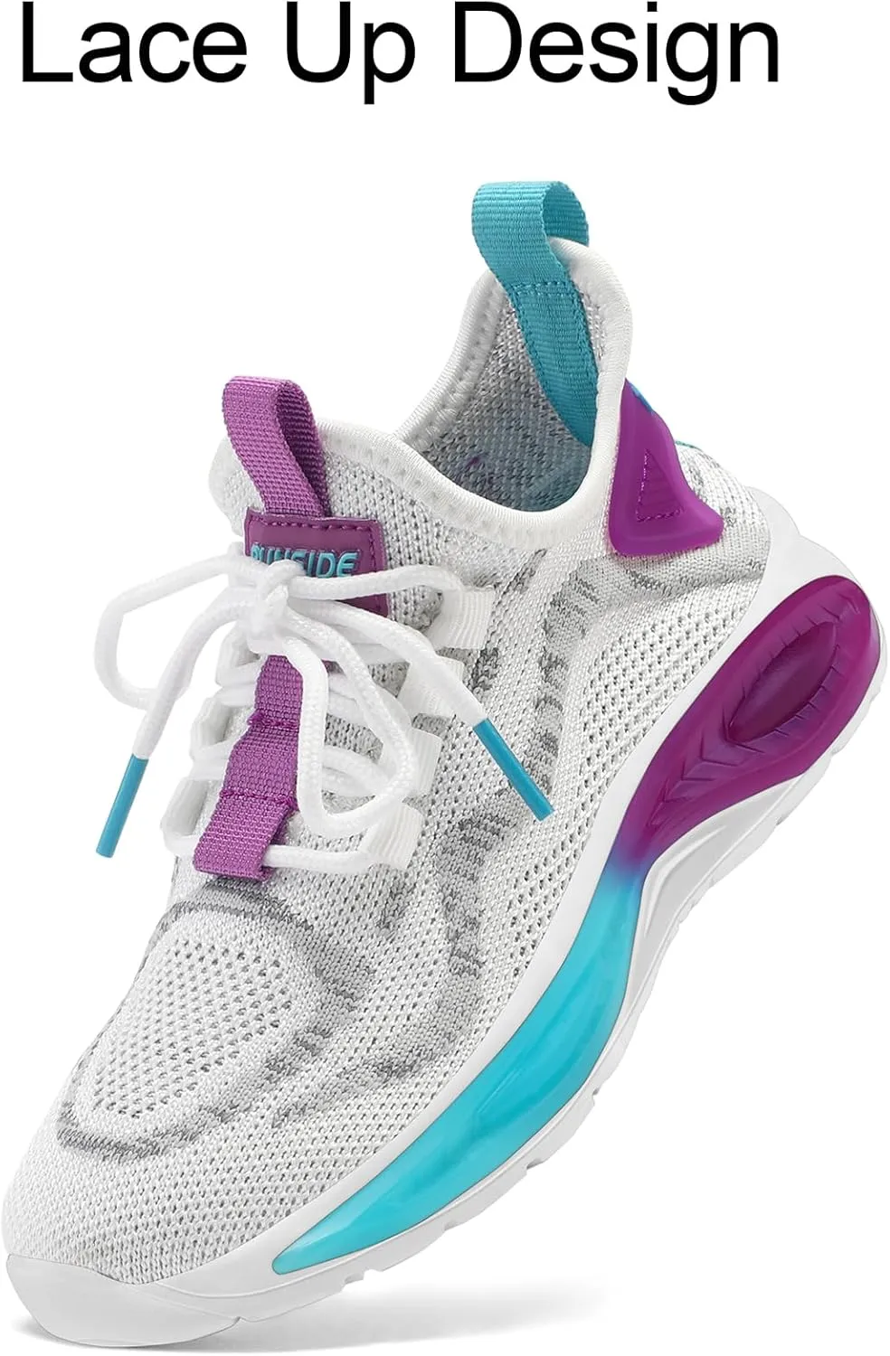 RUNSIDE Boys Girls Sneakers, Lace up Kids Tennis Shoes for Walking/Running Lightweight Breathable Gym Shoes Outdoor, Little Kid/Big Kid