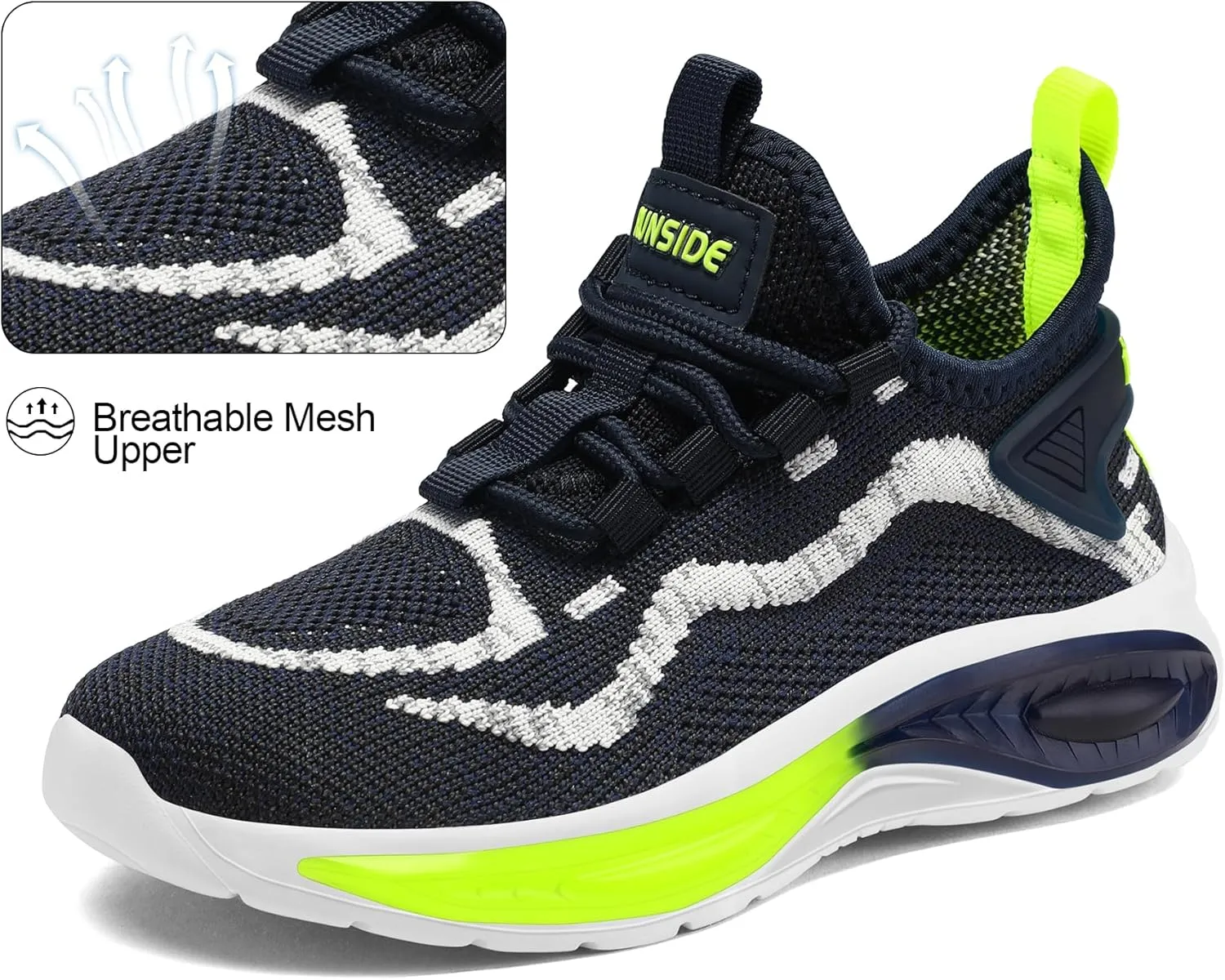RUNSIDE Boys Girls Sneakers, Lace up Kids Tennis Shoes for Walking/Running Lightweight Breathable Gym Shoes Outdoor, Little Kid/Big Kid