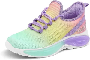 RUNSIDE Girls Lightweight Sneakers Kids Lace-up Tennis Running Shoes, Breathable Walking Shoes for Toddler/Little Kid/Big Kid