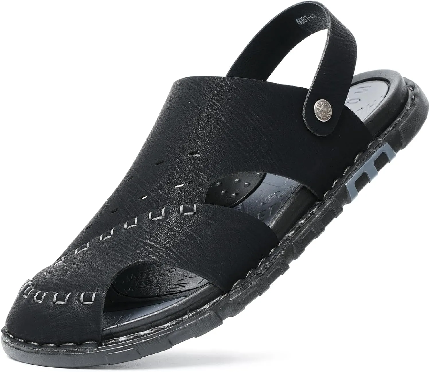 Sandals For Men Indoor and Outdoor Beach Casual Closed Toe Water Sandals Leather Slip On Two uses Waterproof Athletic Handmade Slippers Soft